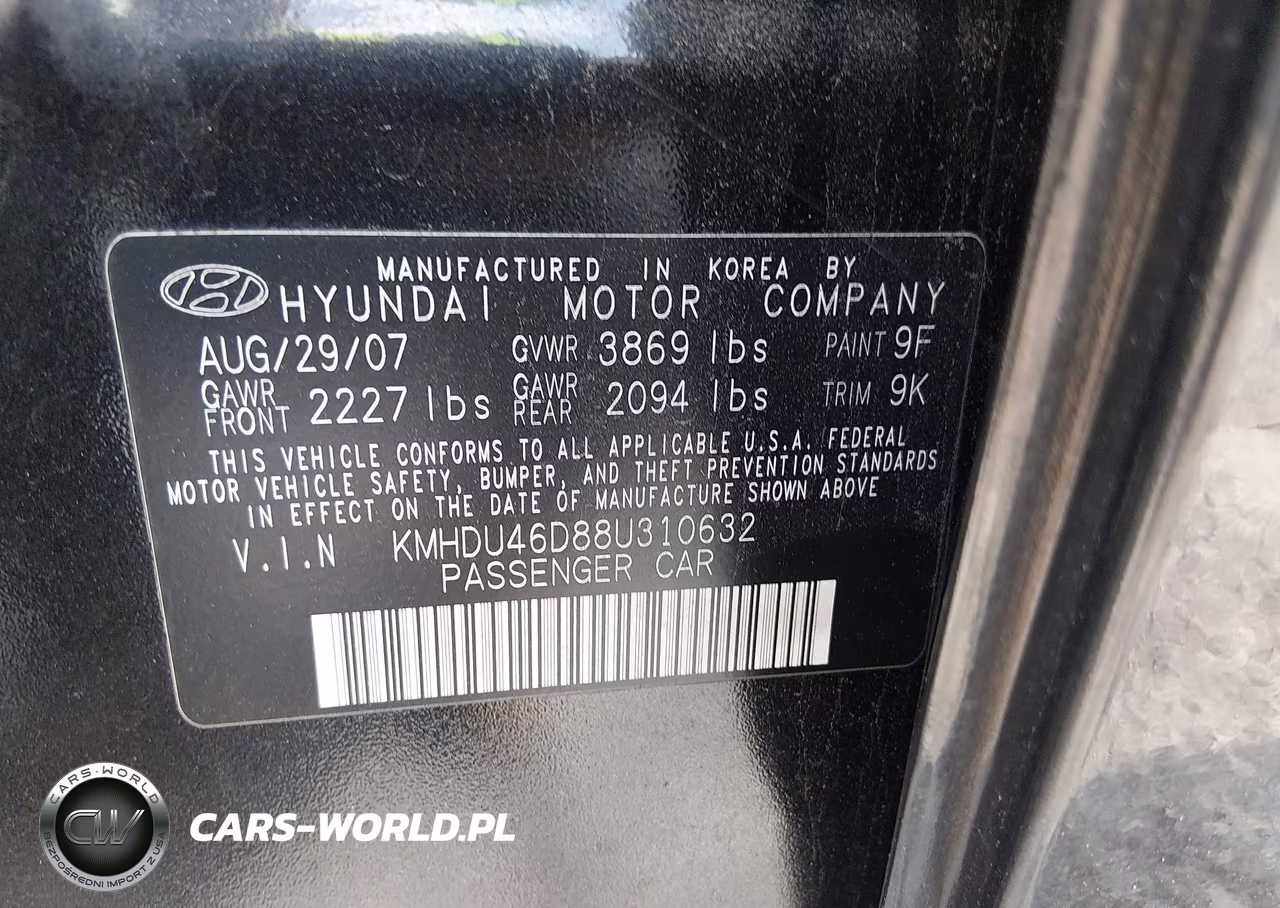 2008 Hyundai Elantra Gls-Se VIN:KMHDU46D88U310632 - 9