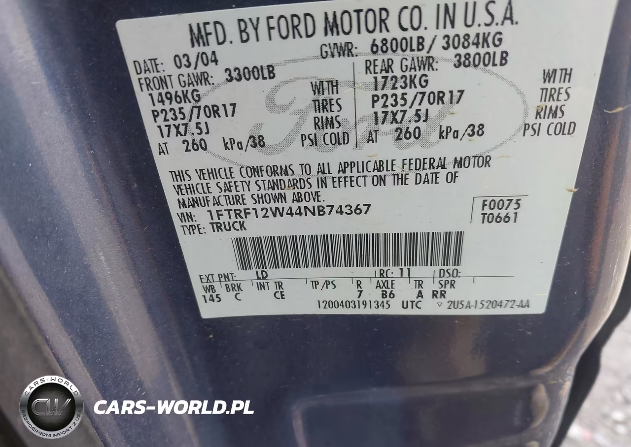 2004 Ford F-150 Stx-Xl-Xlt VIN:1FTRF12W44NB74367 - 9