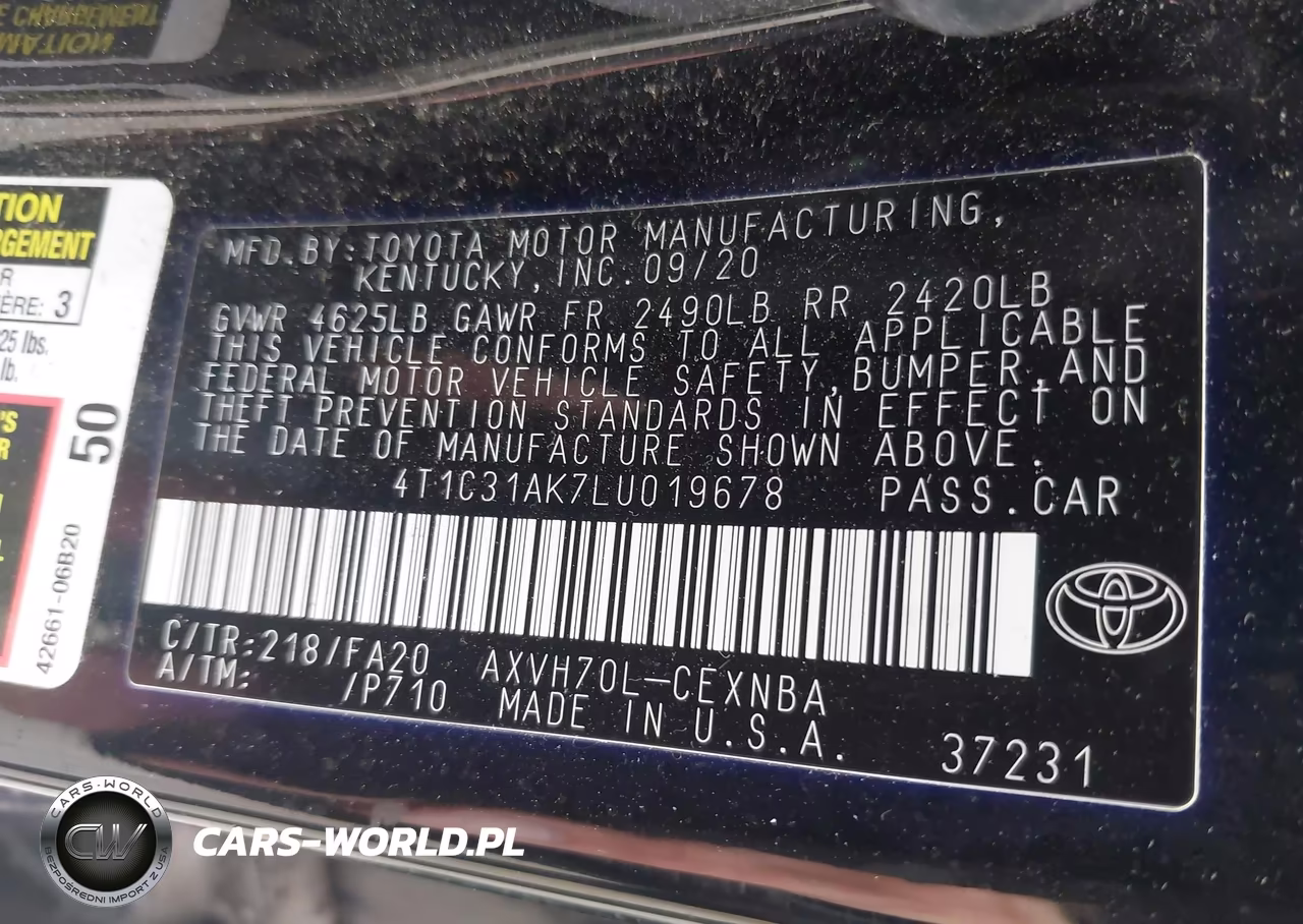 2020 Toyota Camry Le Hybrid VIN:4T1C31AK7LU019678 - 9