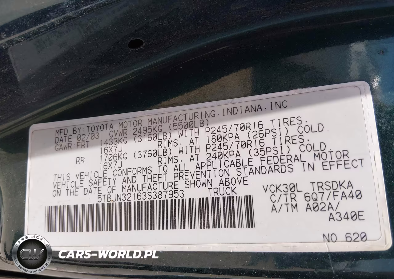 2003 Toyota Tundra VIN:5TBJN32163S387953 - 9