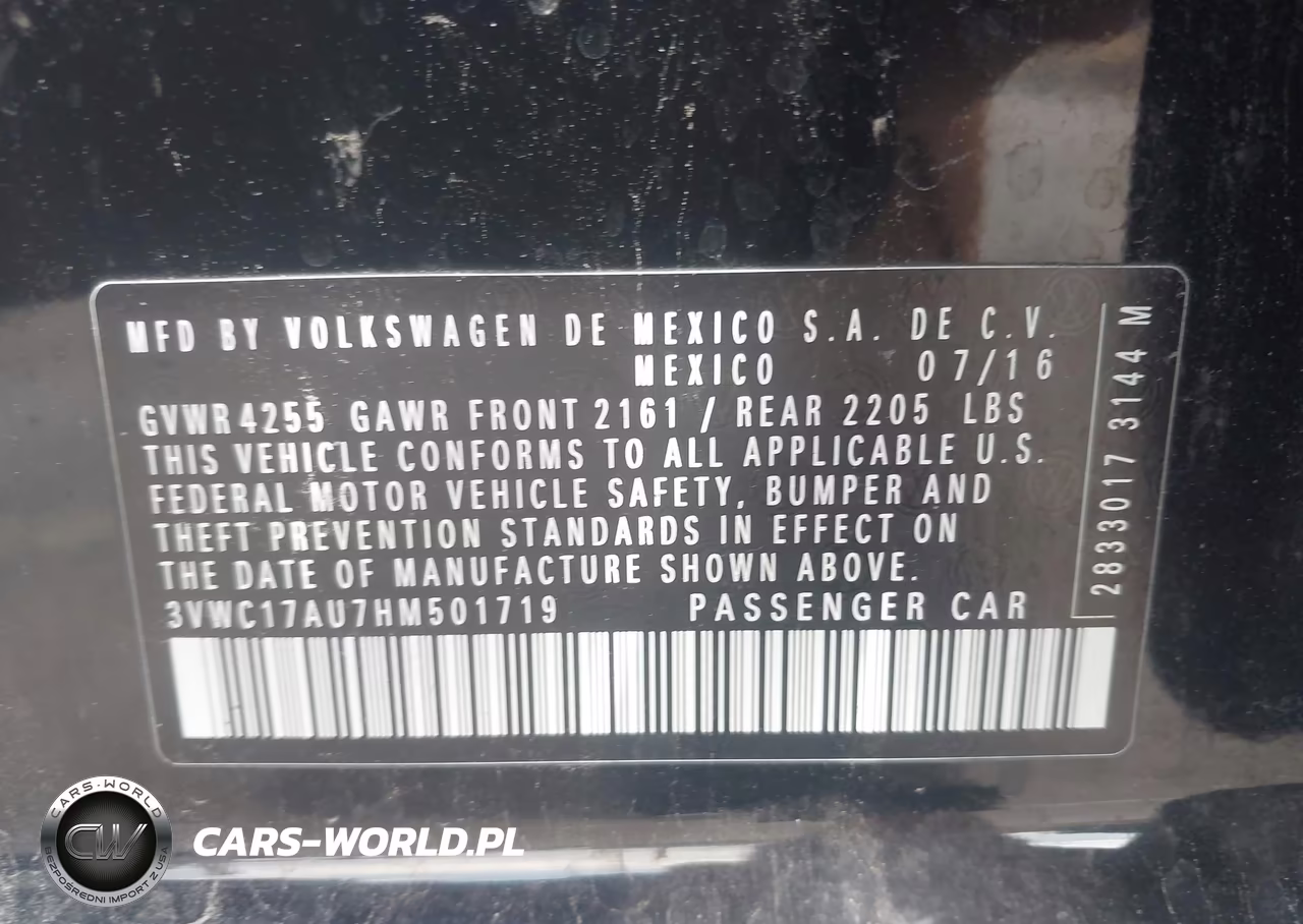 2017 Volkswagen Golf Sportwagen Tsi S VIN:3VWC17AU7HM501719 - 9