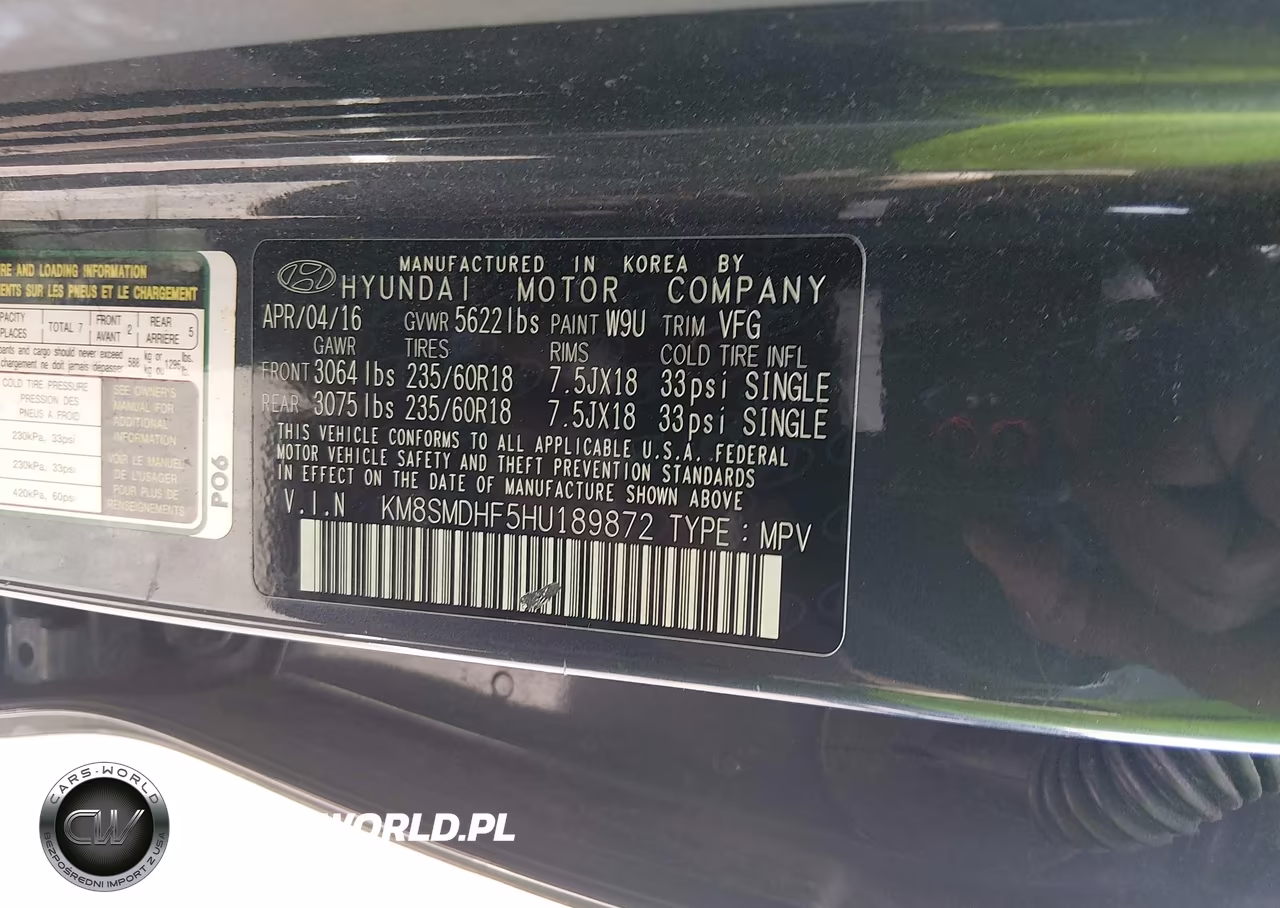 2017 Hyundai Santa Fe Se VIN:KM8SMDHF5HU189872 - 9