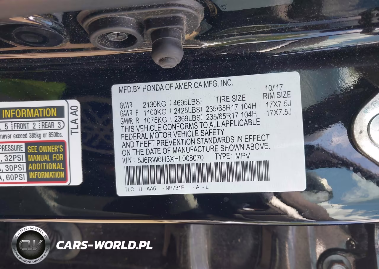 2017 Honda Cr-V Lx VIN:5J6RW6H3XHL008070 - 9