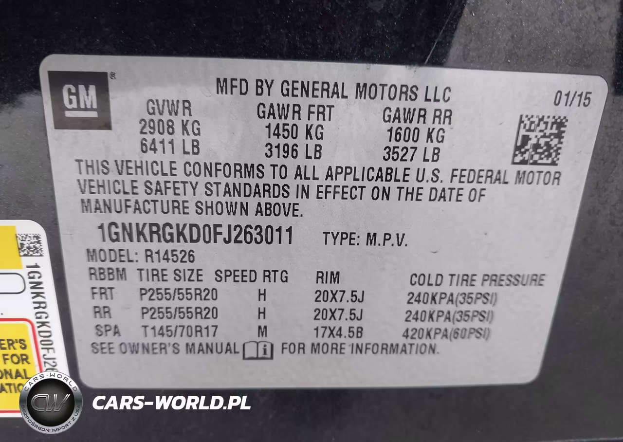 2015 Chevrolet Traverse Lt VIN:1GNKRGKD0FJ263011 - 9