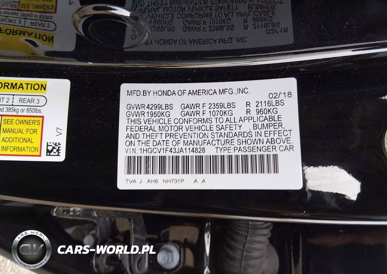 2018 Honda Accord Ex VIN:1HGCV1F43JA114828 - 9