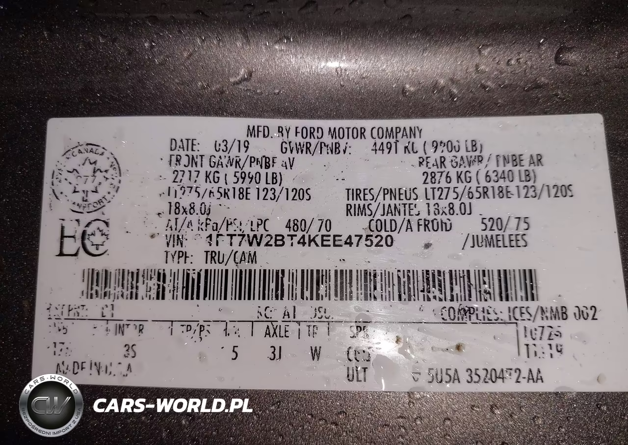 2019 Ford F-250 Xlt VIN:1FT7W2BT4KEE47520 - 9