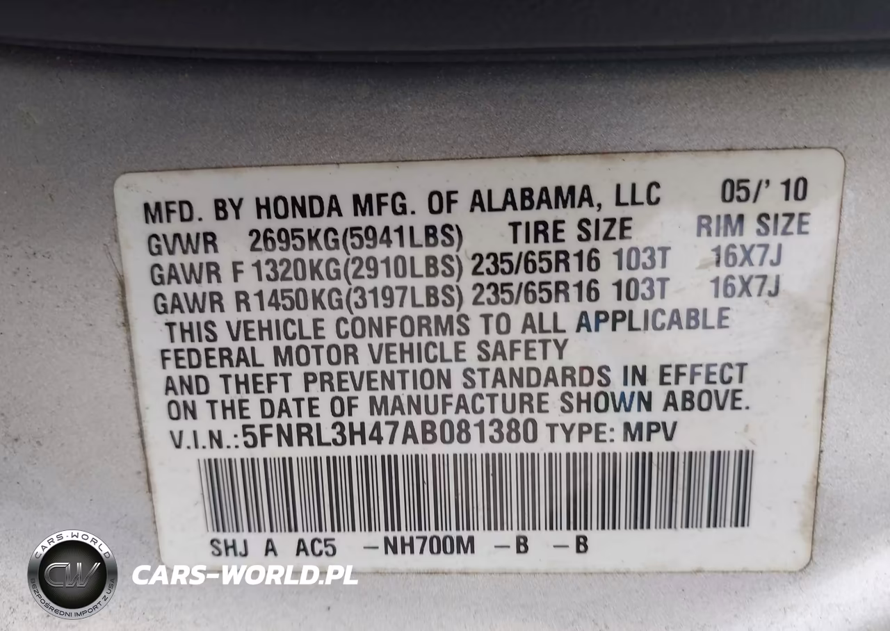 2010 Honda Odyssey Ex VIN:5FNRL3H47AB081380 - 9