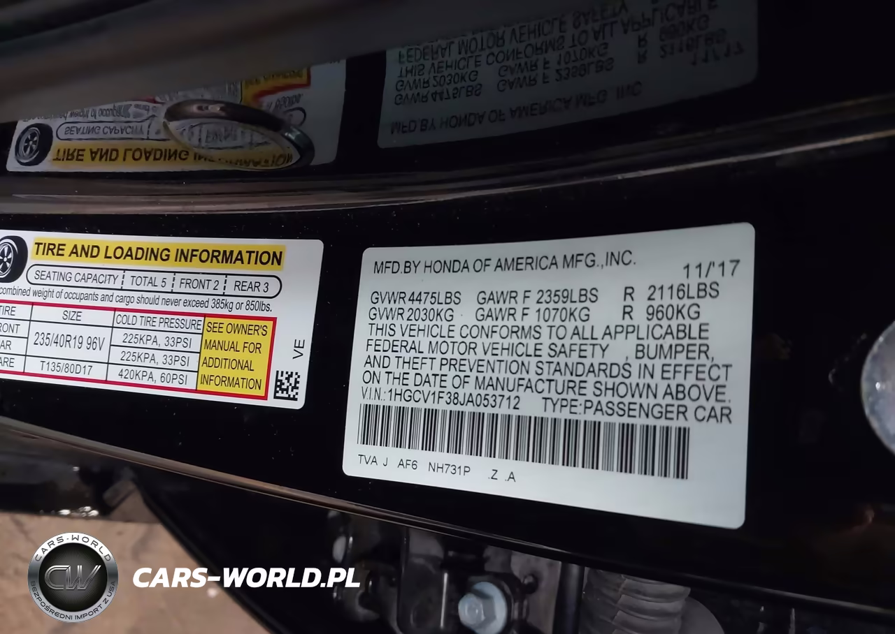 2018 Honda Accord Sport VIN:1HGCV1F38JA053712 - 9
