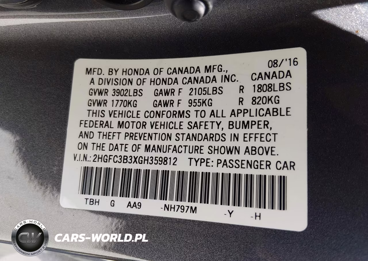 2016 Honda Civic Ex-T VIN:2HGFC3B3XGH359812 - 9