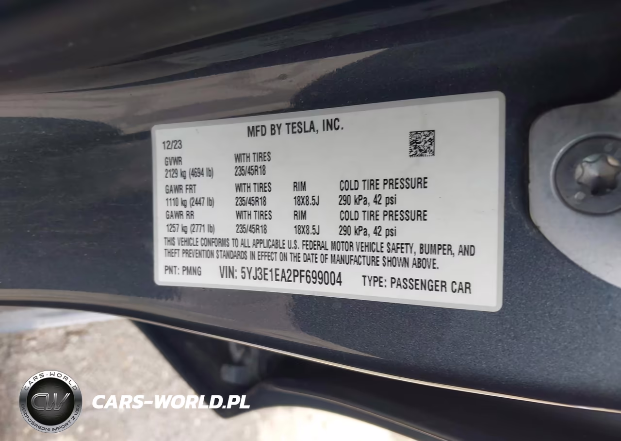 2023 Tesla Model 3 Rear-Wheel Drive VIN:5YJ3E1EA2PF699004 - 9