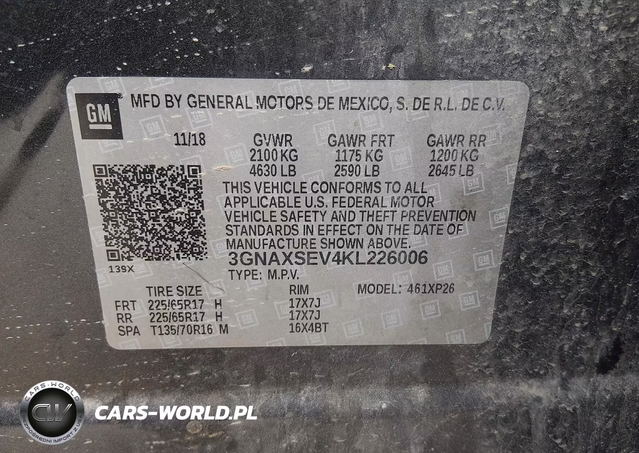 2019 Chevrolet Equinox Ls VIN:3GNAXSEV4KL226006 - 9