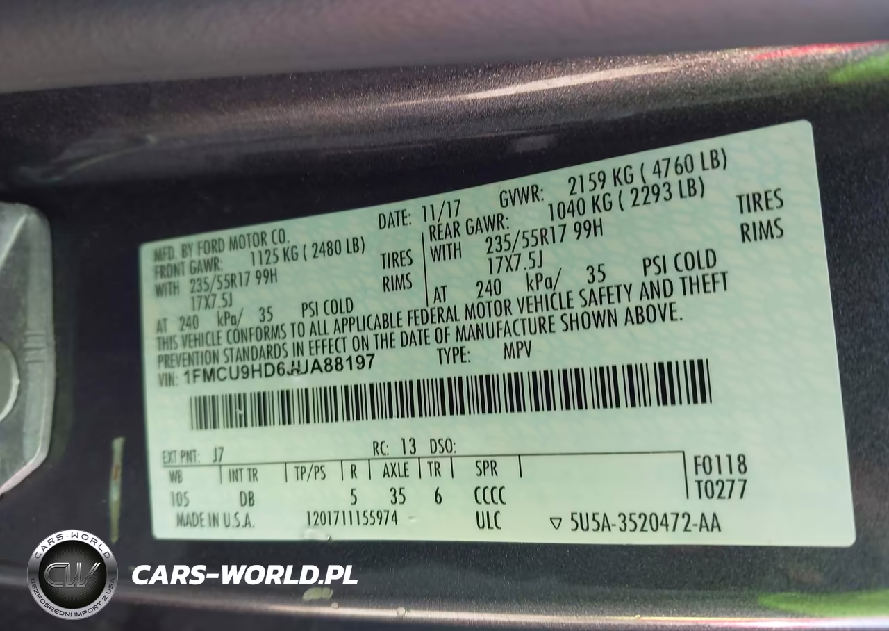 2018 Ford Escape Sel VIN:1FMCU9HD6JUA88197 - 9