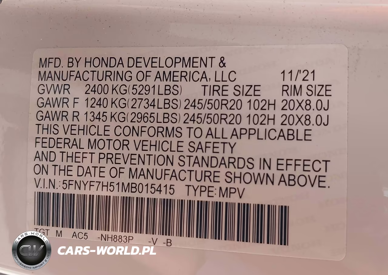 2021 Honda Passport 2Wd Ex-L VIN:5FNYF7H51MB015415 - 9