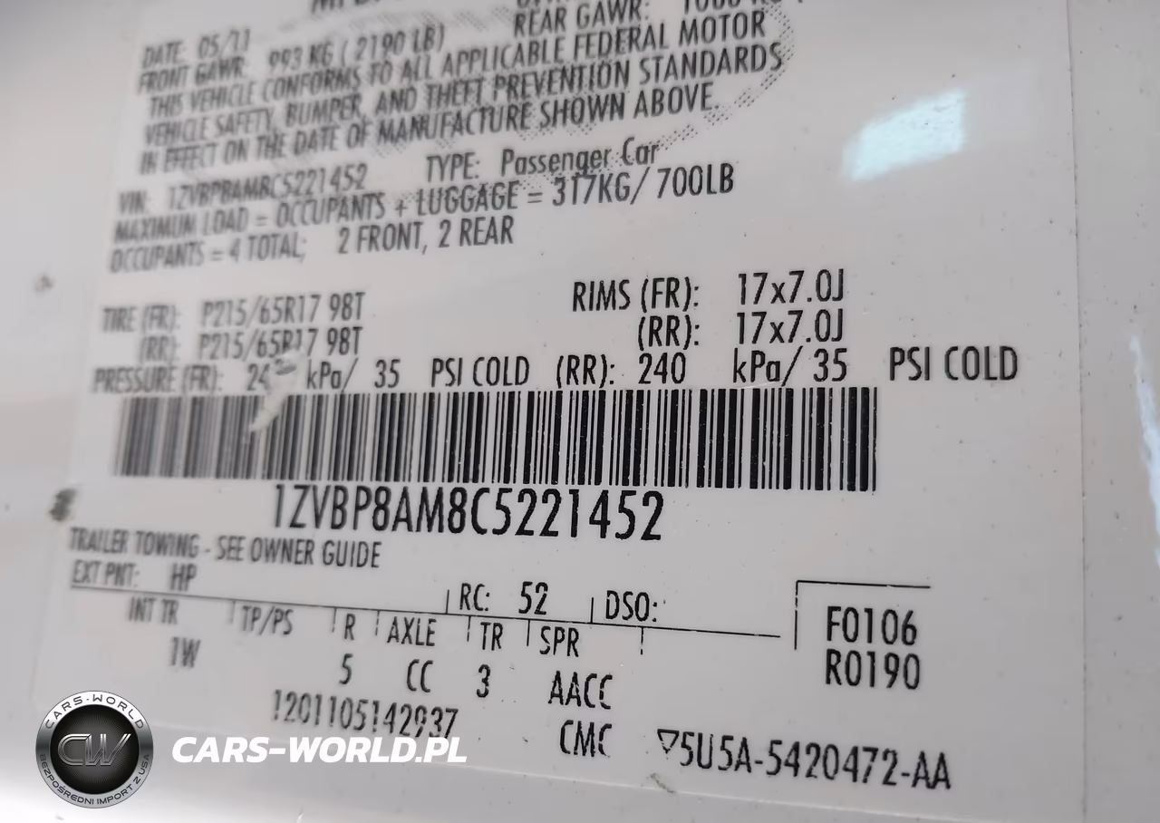 2012 Ford Mustang V6 VIN:1ZVBP8AM8C5221452 - 9