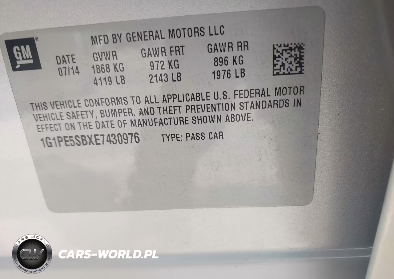 2014 Chevrolet Cruze 2Lt Auto VIN:1G1PE5SBXE7430976 - 9