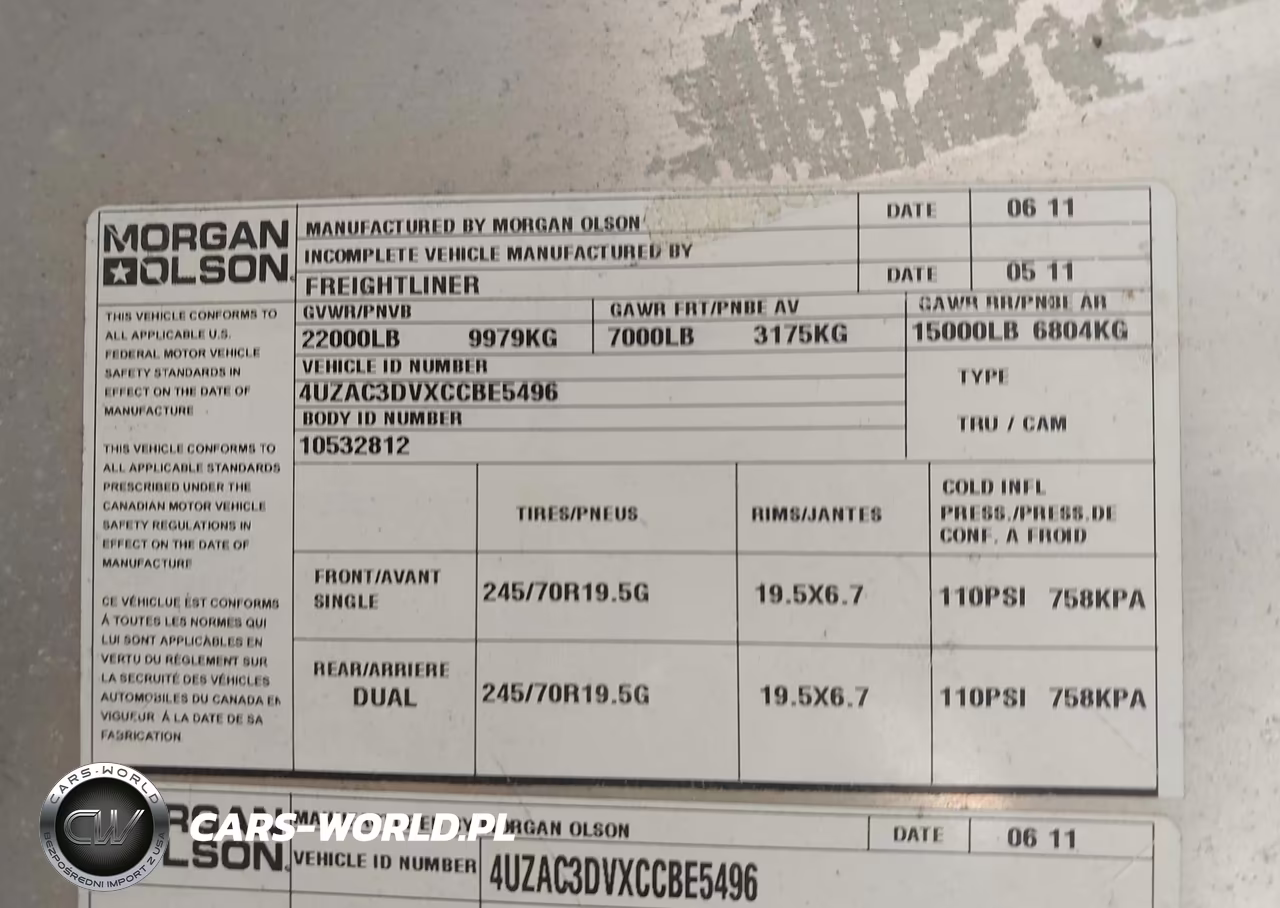 2012 Freightliner Chassis M Line Walk-In Van VIN:4UZAC3DVXCCBE5496 - 8