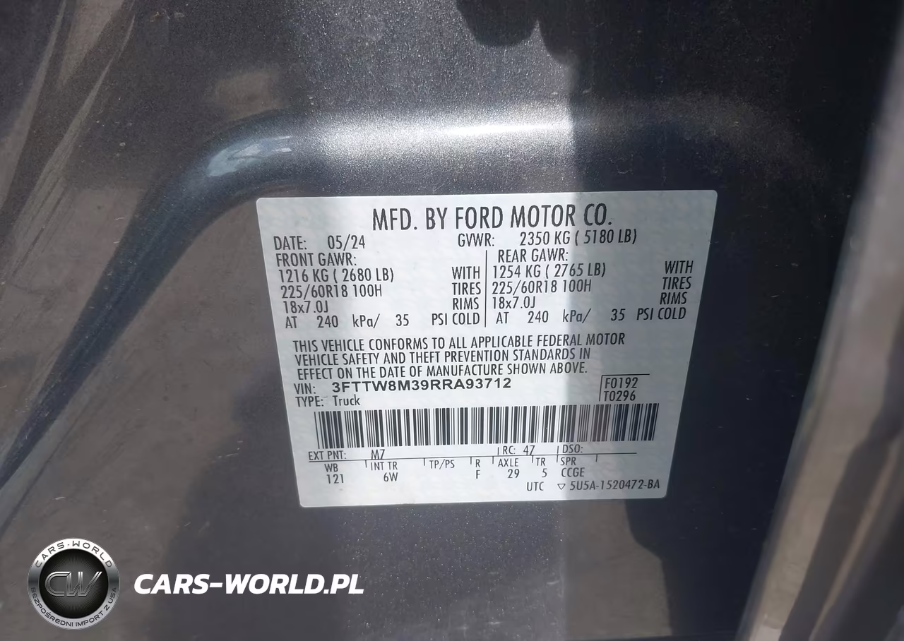 2024 Ford Maverick Lariat VIN:3FTTW8M39RRA93712 - 9
