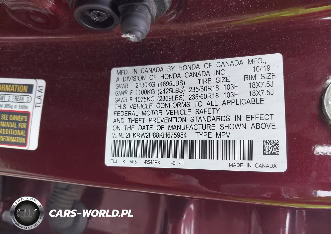 2019 Honda Cr-V Ex-L VIN:2HKRW2H88KH675984 - 9