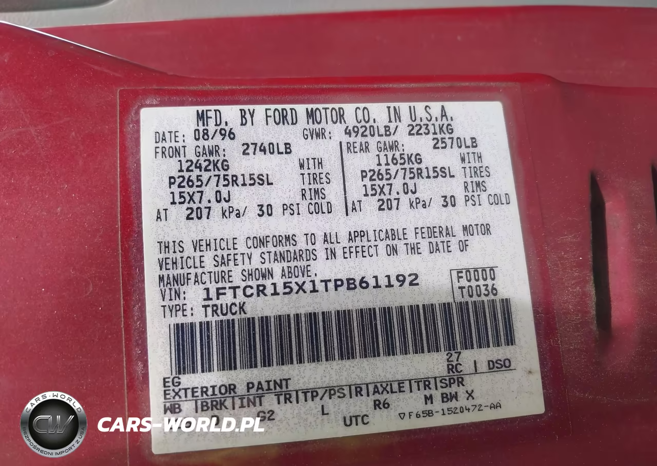 1996 Ford Ranger Super Cab VIN:1FTCR15X1TPB61192 - 9