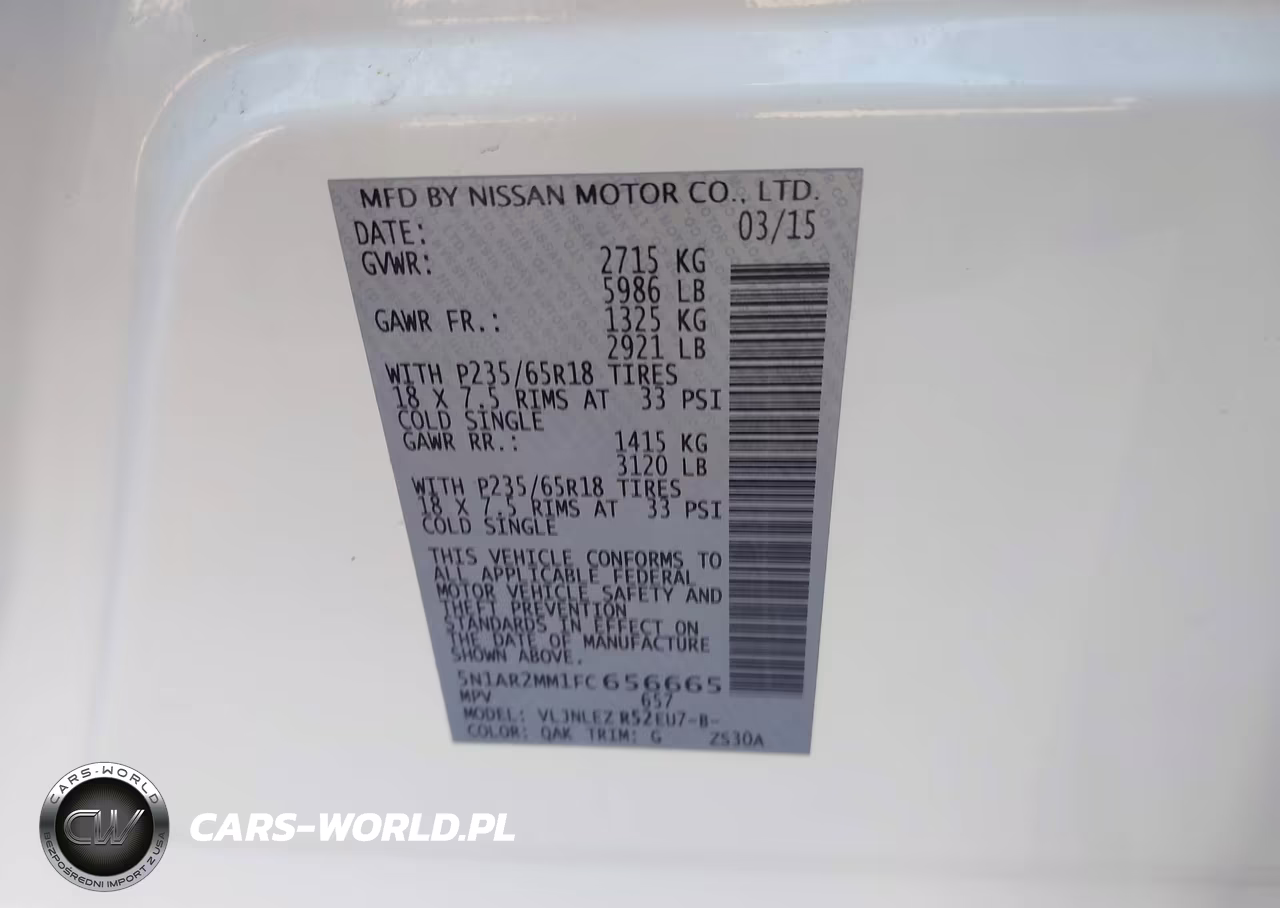 2015 Nissan Pathfinder Platinum-S-Sl-Sv VIN:5N1AR2MM1FC656665 - 9