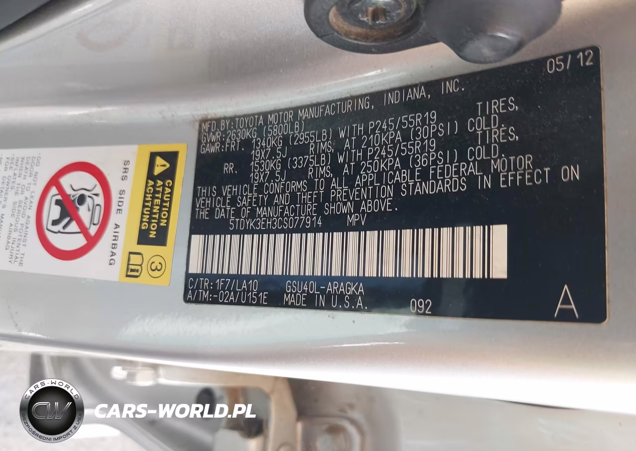 2012 Toyota Highlander Limited V6 VIN:5TDYK3EH3CS077914 - 9