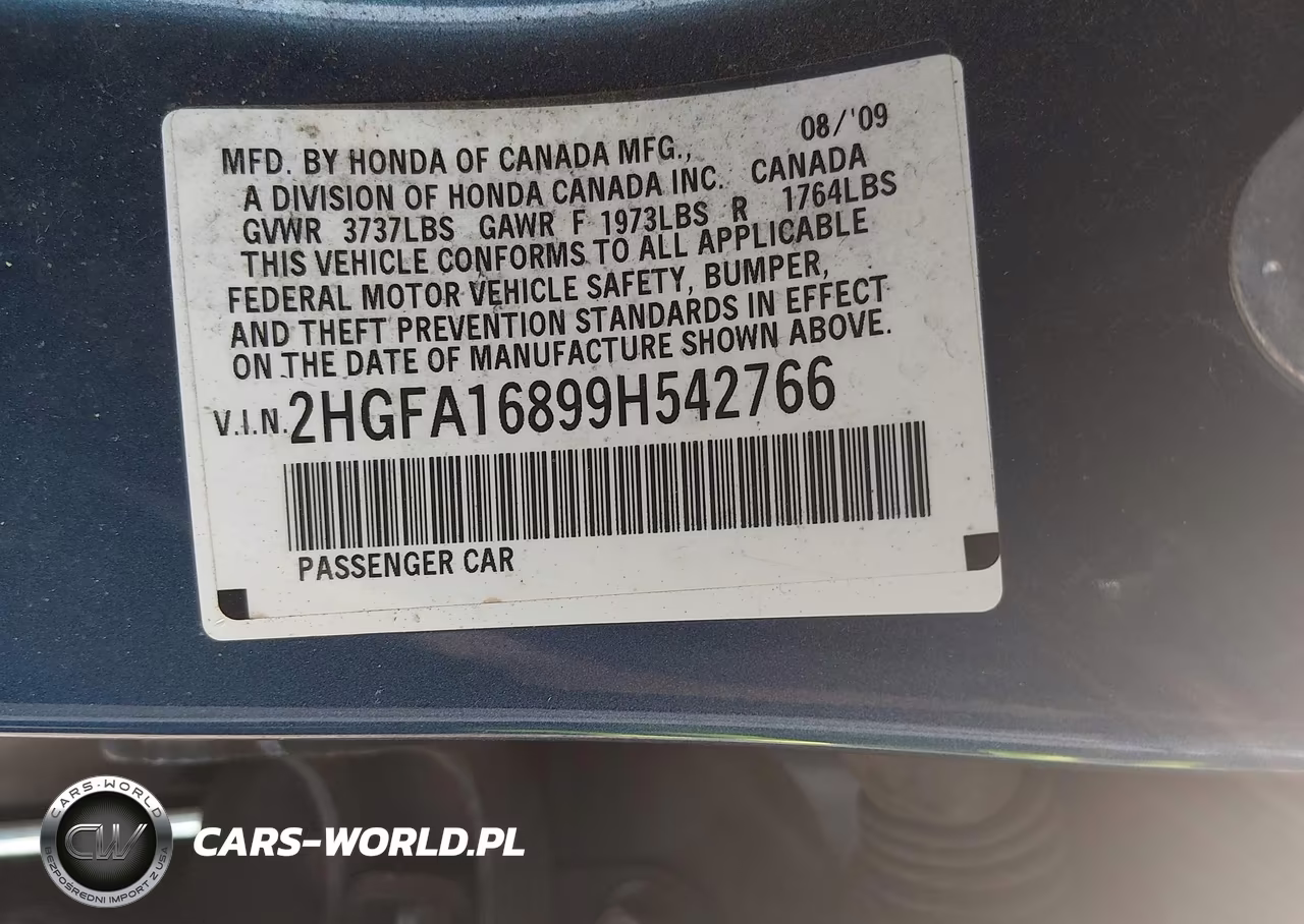 2009 Honda Civic Ex VIN:2HGFA16899H542766 - 9