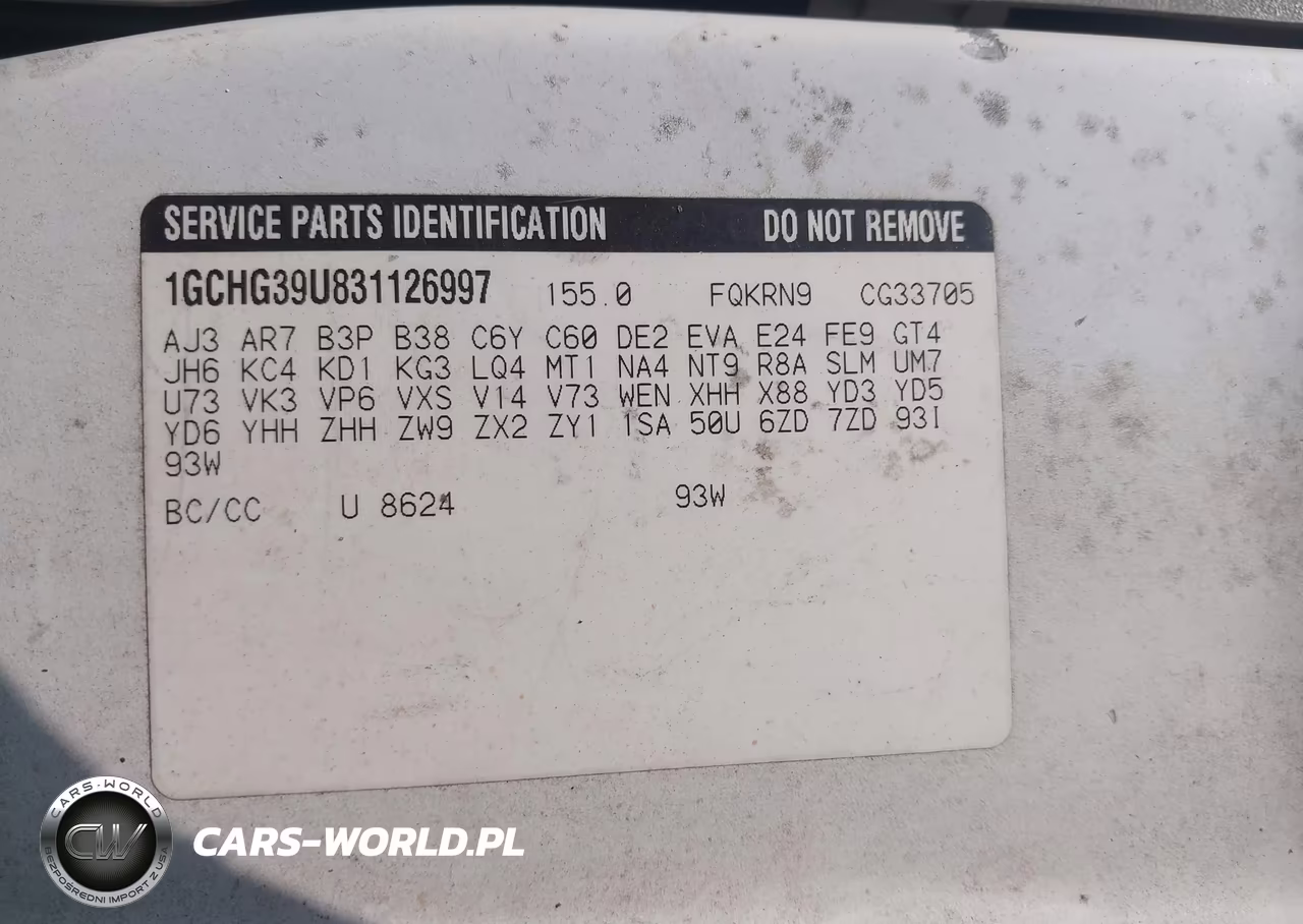 2003 Chevrolet Express Cargo Van VIN:1GCHG39U831126997 - 9