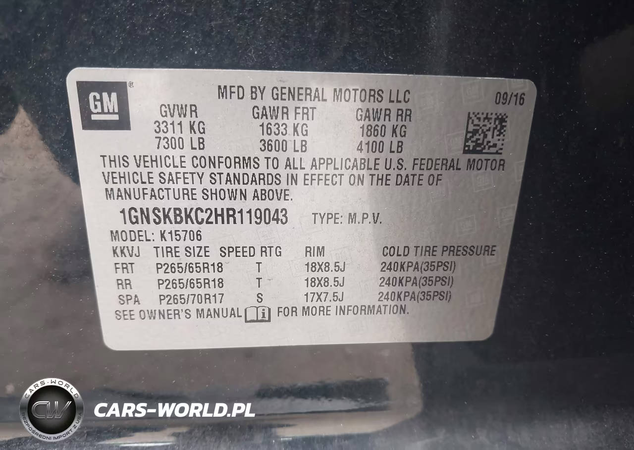 2017 Chevrolet Tahoe Lt VIN:1GNSKBKC2HR119043 - 9
