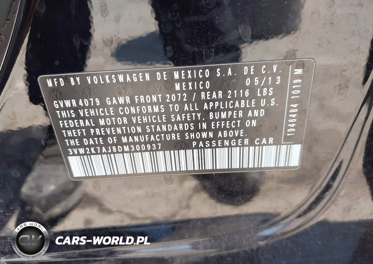 2013 Volkswagen Jetta 2.0L S VIN:3VW2K7AJ8DM300937 - 9