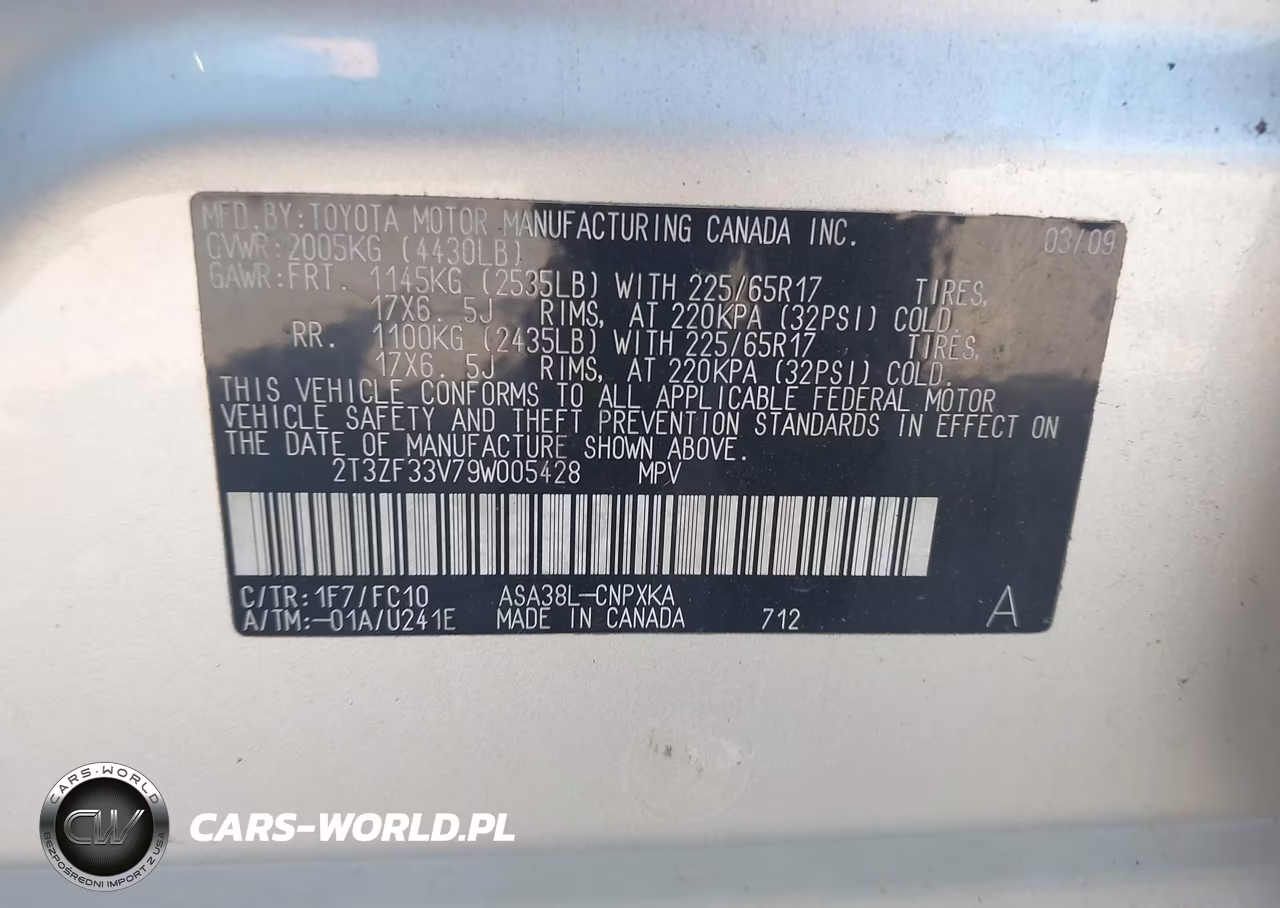 2009 Toyota Rav4 VIN:2T3ZF33V79W005428 - 9