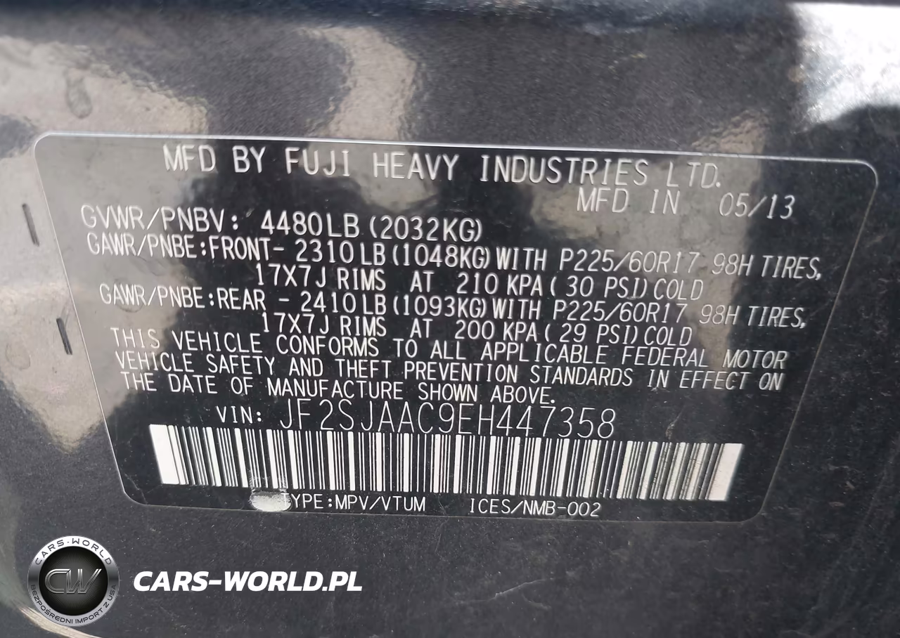 2014 Subaru Forester 2.5I VIN:JF2SJAAC9EH447358 - 9