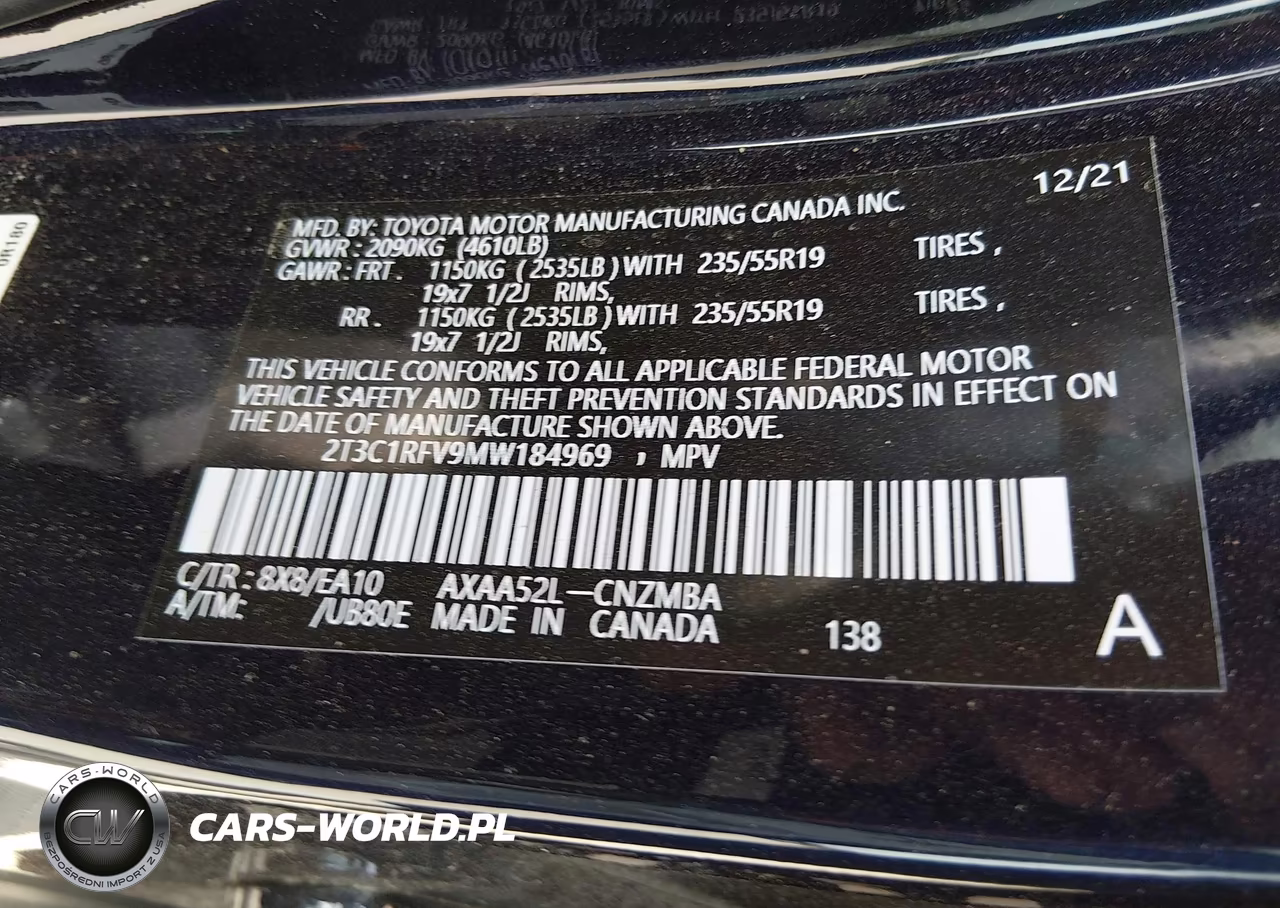 2021 Toyota Rav4 Xle Premium VIN:2T3C1RFV9MW184969 - 9