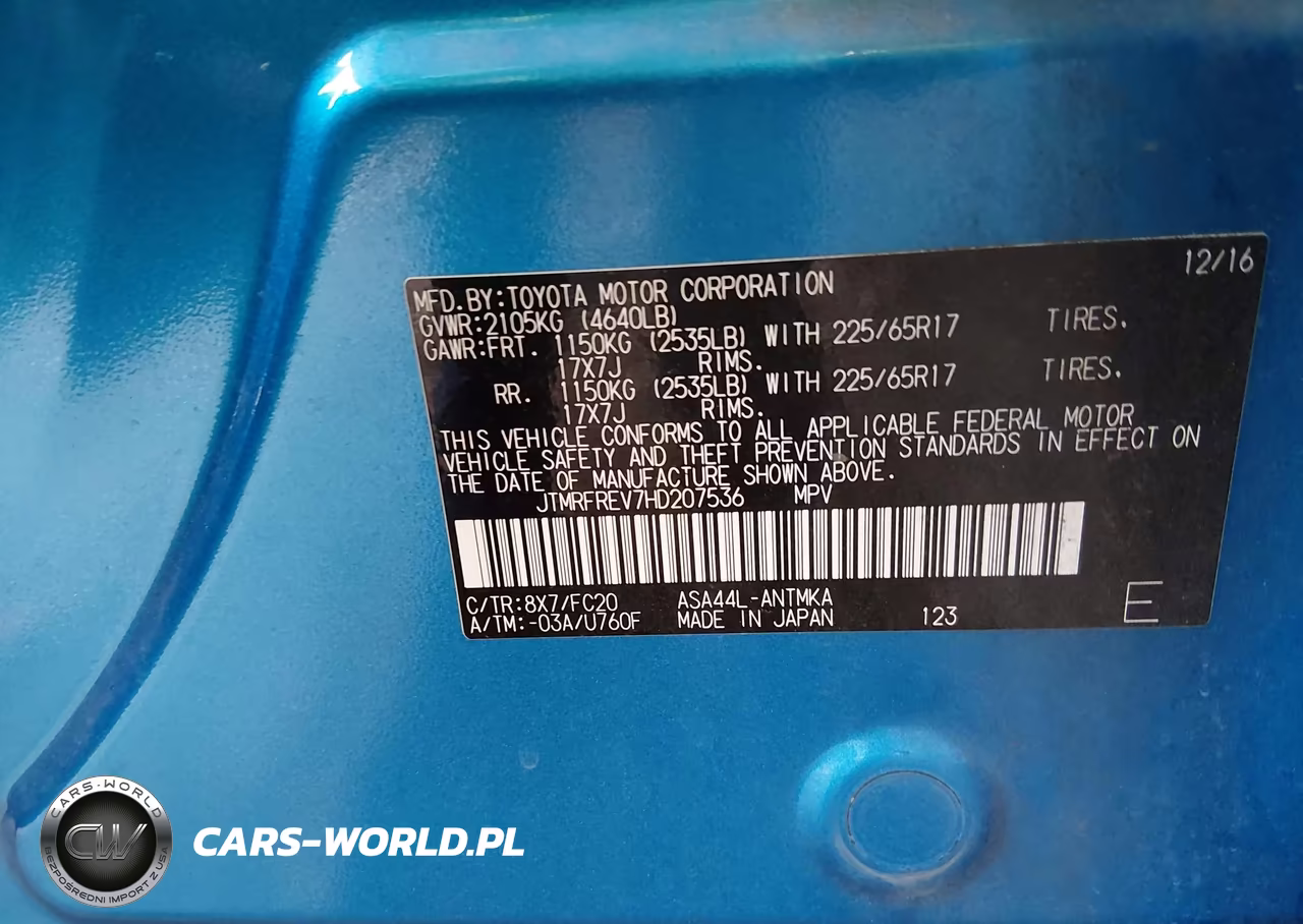 2017 Toyota Rav4 Xle VIN:JTMRFREV7HD207536 - 9