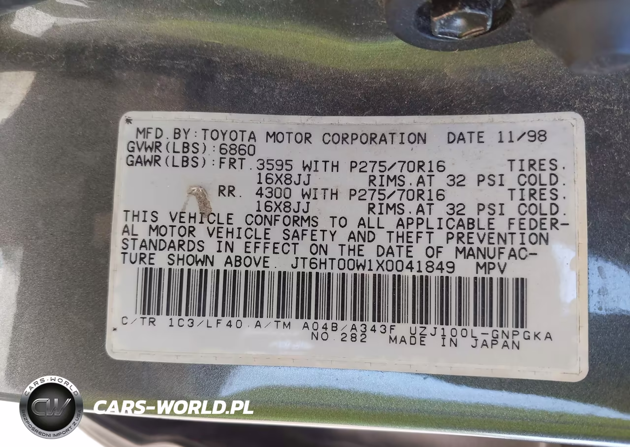 1999 Lexus Lx 470 VIN:JT6HT00W1X0041849 - 9