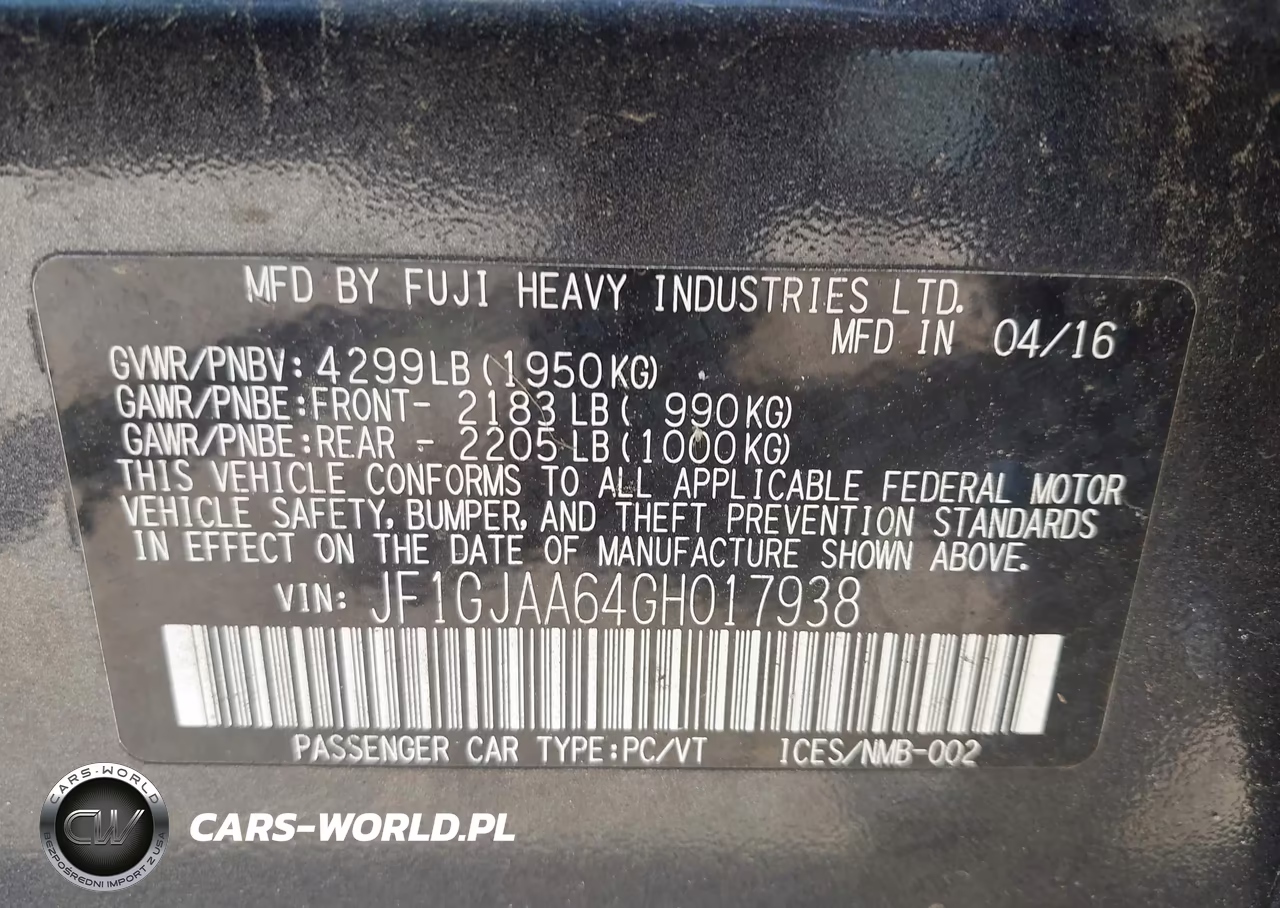 2016 Subaru Impreza 2.0I VIN:JF1GJAA64GH017938 - 9