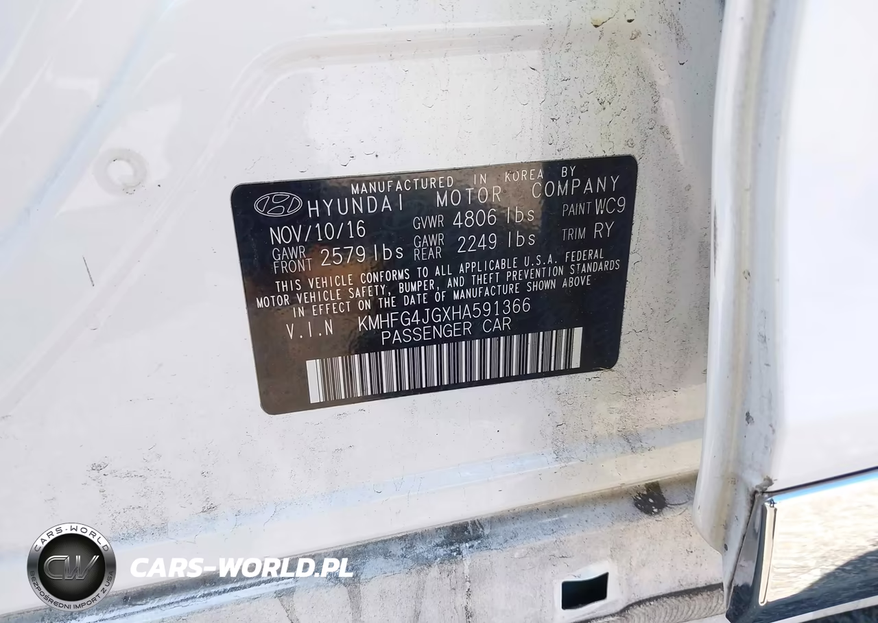 2017 Hyundai Azera VIN:KMHFG4JGXHA591366 - 9