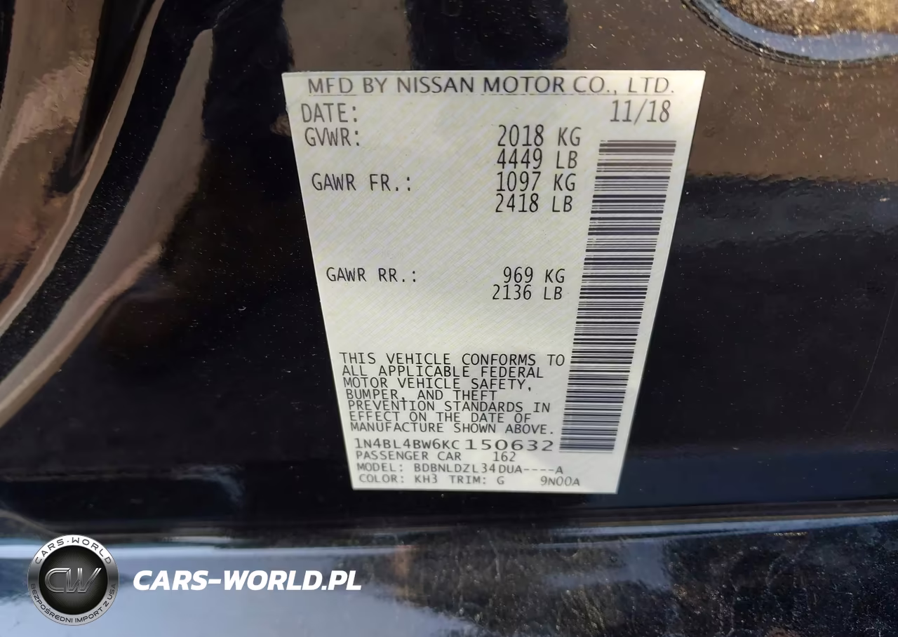 2019 Nissan Altima 2.5 S VIN:1N4BL4BW6KC150632 - 9