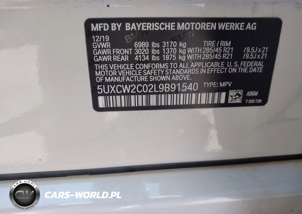 2020 BMW X7 xDrive40I VIN:5UXCW2C02L9B91540 - 9
