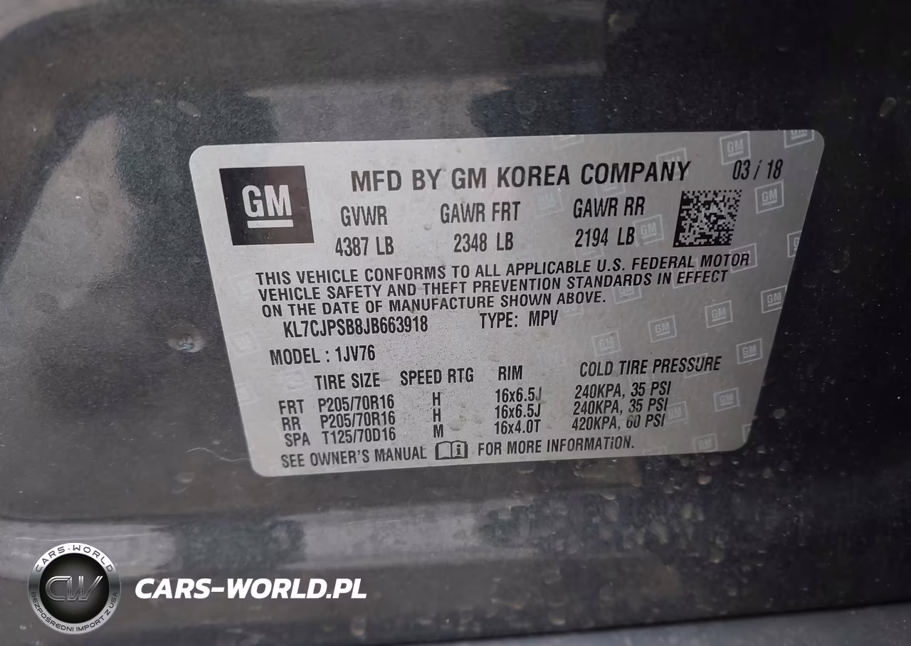2018 Chevrolet Trax Lt VIN:KL7CJPSB8JB663918 - 9