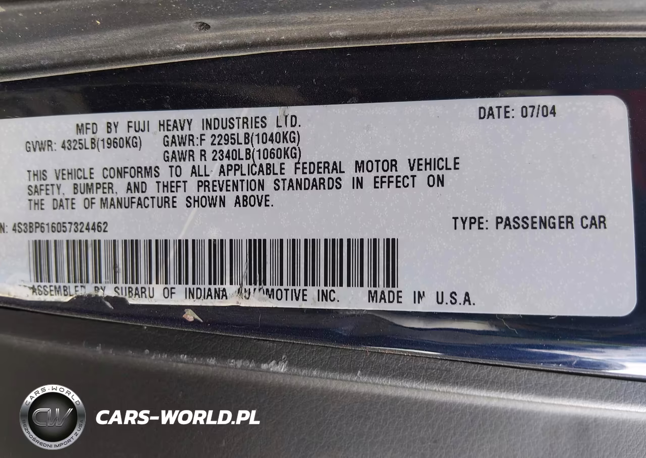 2005 Subaru Legacy 2.5I VIN:4S3BP616057324462 - 9