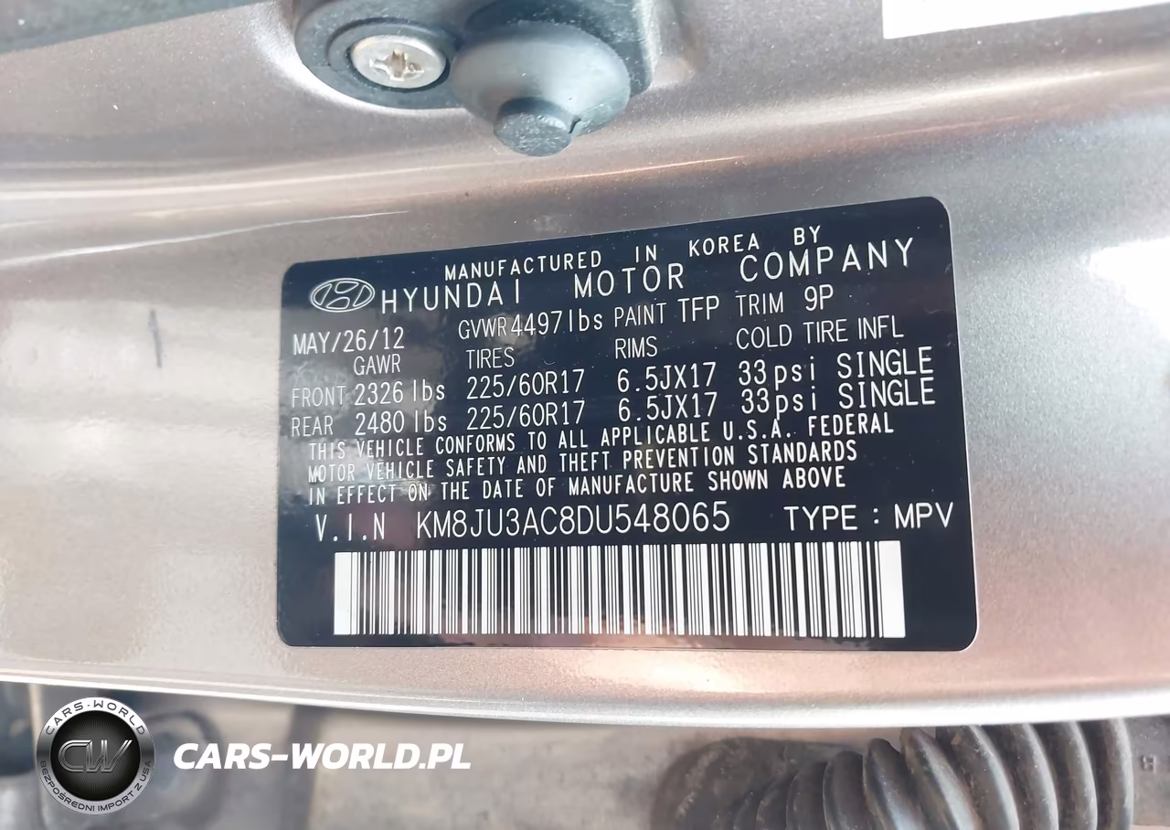 2013 Hyundai Tucson Gls VIN:KM8JU3AC8DU548065 - 9