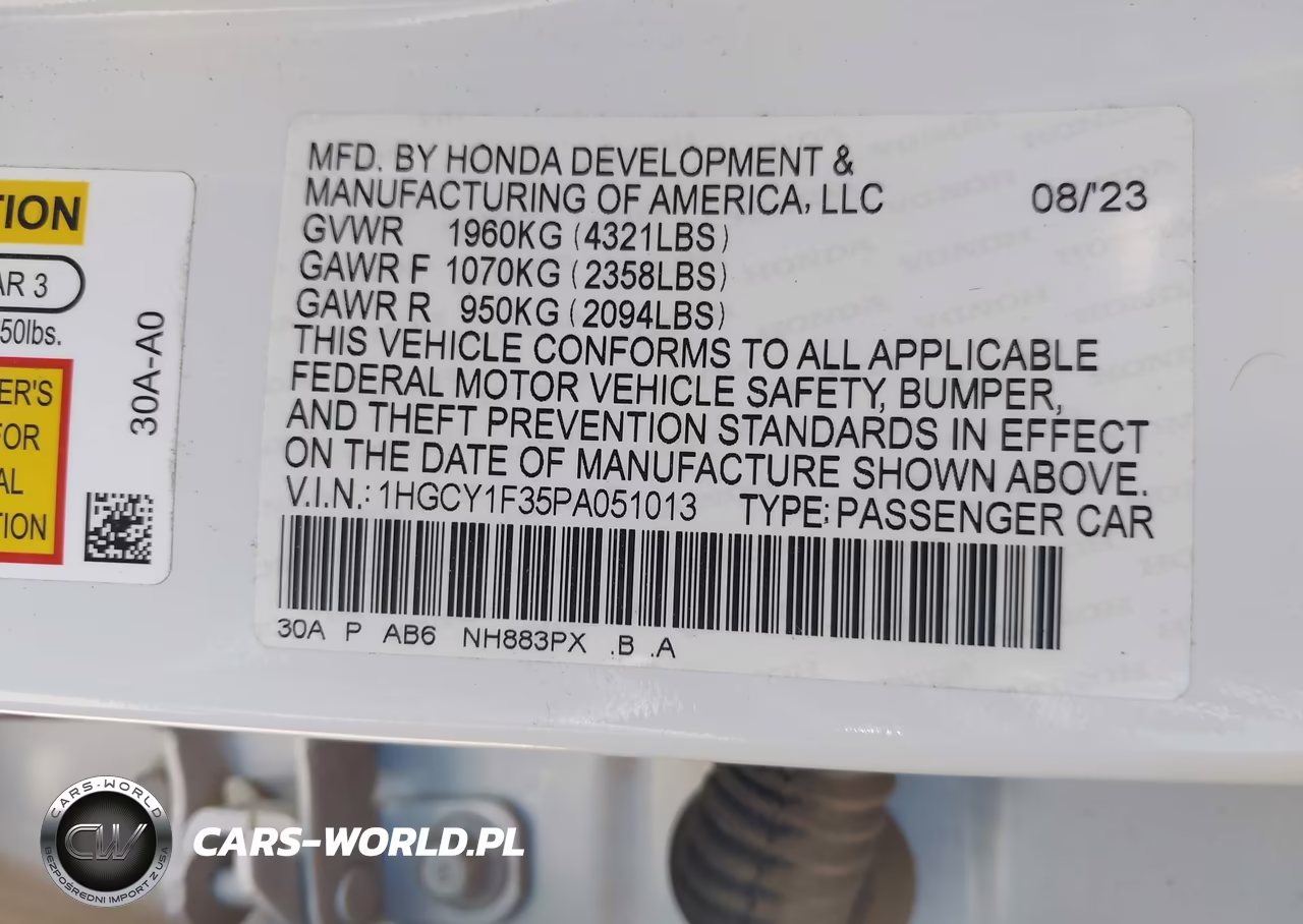 2023 Honda Accord Ex VIN:1HGCY1F35PA051013 - 9