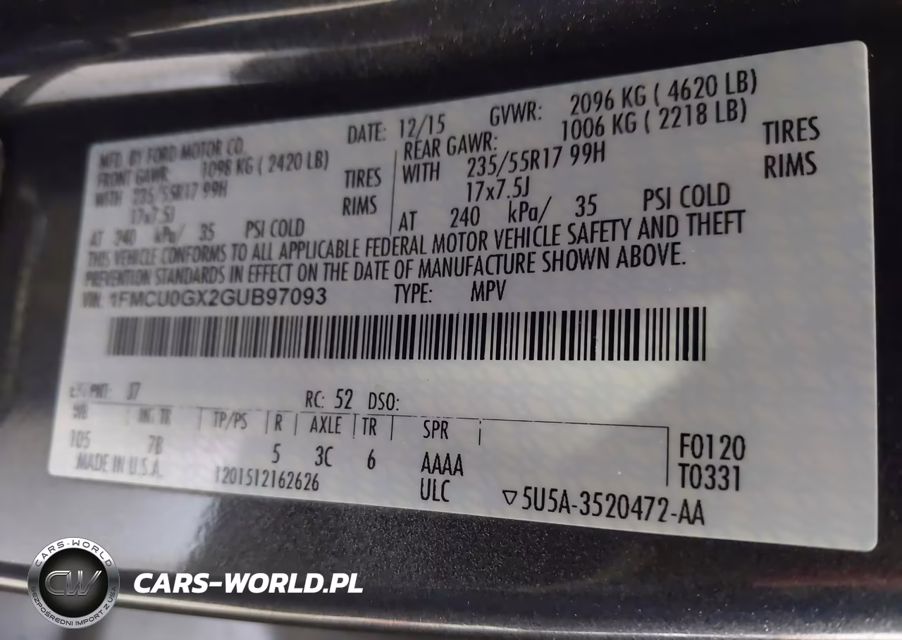 2016 Ford Escape Se VIN:1FMCU0GX2GUB97093 - 9