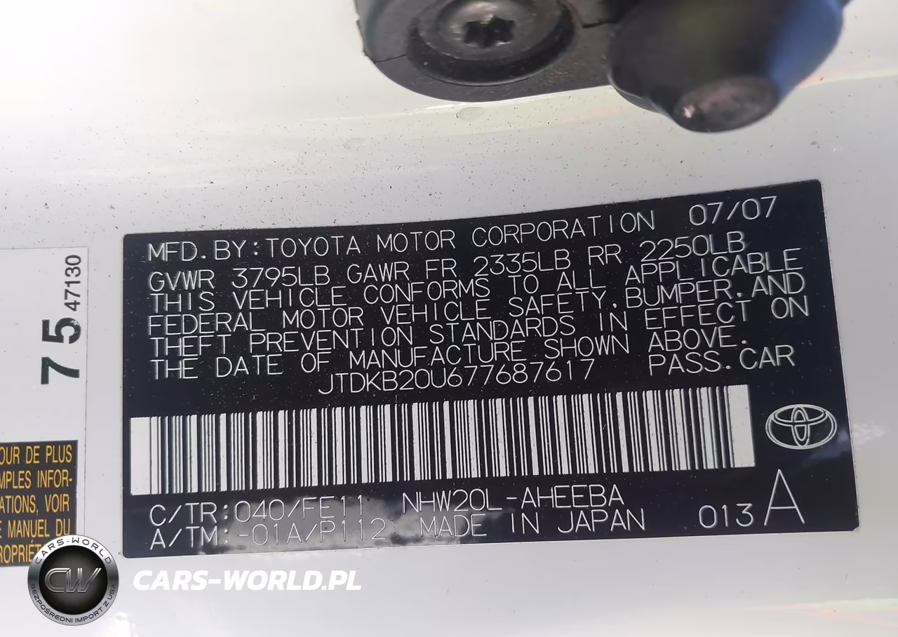 2007 Toyota Prius VIN:JTDKB20U677687617 - 9