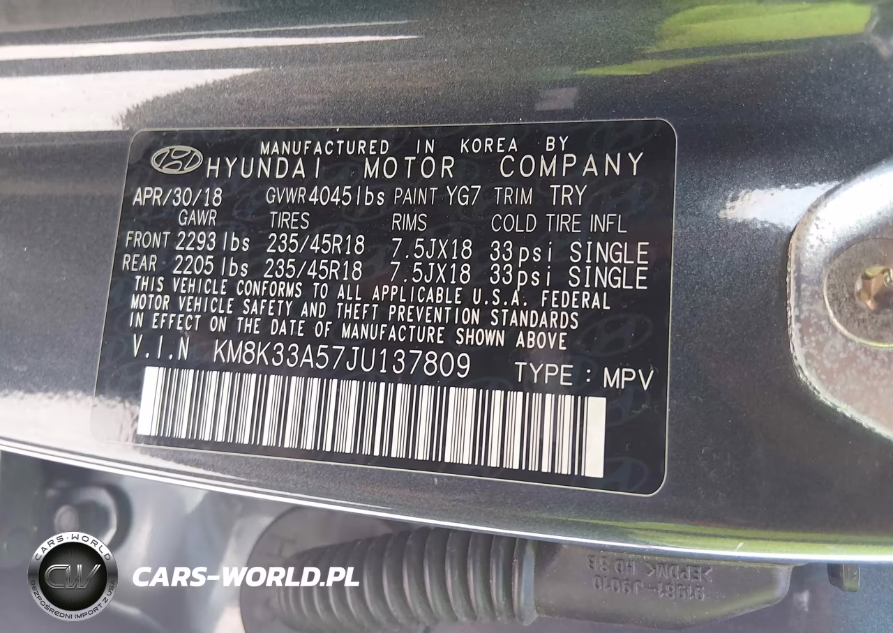 2018 Hyundai Kona Limited VIN:KM8K33A57JU137809 - 9