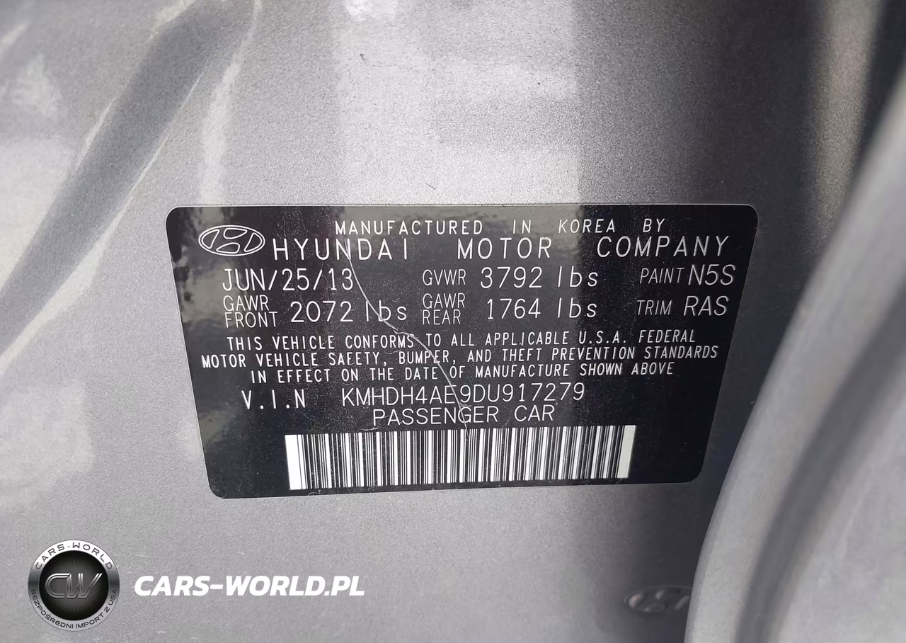 2013 Hyundai Elantra Limited VIN:KMHDH4AE9DU917279 - 9