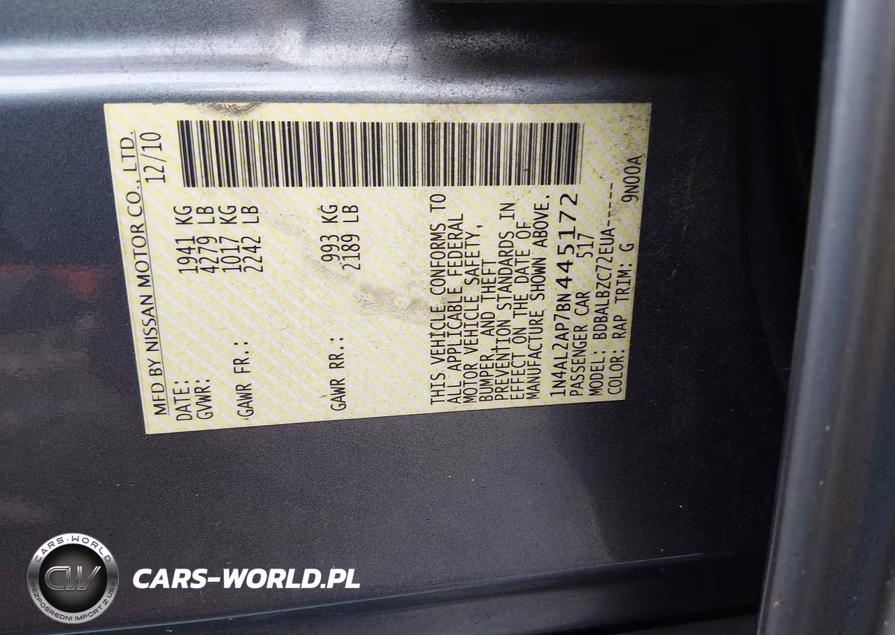 2011 Nissan Altima 2.5 S VIN:1N4AL2AP7BN445172 - 9