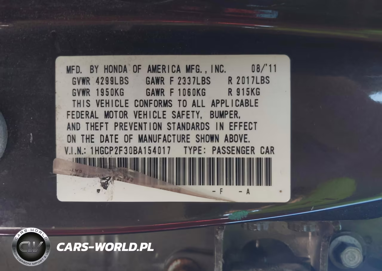 2011 Honda Accord 2.4 Lx VIN:1HGCP2F30BA154017 - 9