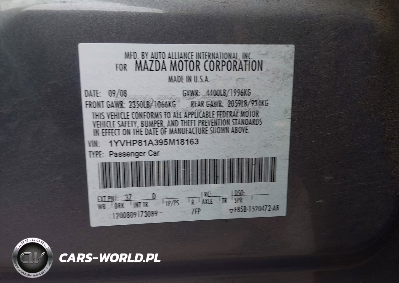2009 Mazda 6 I VIN:1YVHP81A395M18163 - 9
