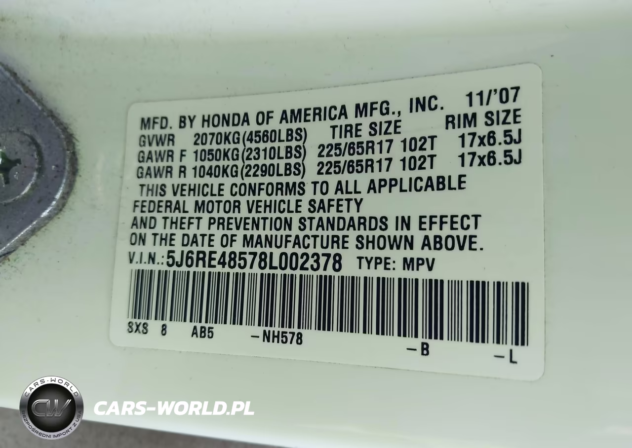 2008 Honda Cr-V Ex VIN:5J6RE48578L002378 - 9